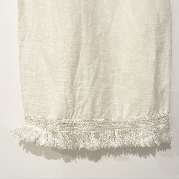 Boden Fringe Trim Hem Mini Shift Dress in Ivory 100% Cotton Pullover size 6R - Picture 8 of 13